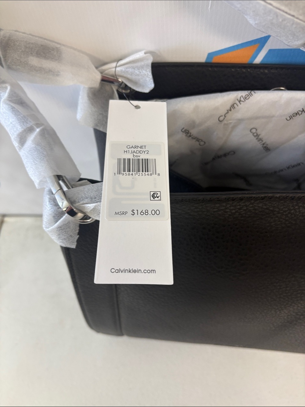 Calvin Klein Black Pebbled Leather Shoulder Tote - Picture 4 of 4